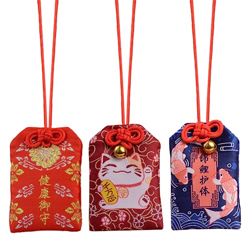 Glück Segen Tasche Amulett Japanischer 3 Stück Glücksbringer Japanischer Omamori Segen Tasche Japanisches Traditionelles Für Die Gesundheitskarriere Bildung Lieben Sicherheit Reichtum (3 Stück-B) von JYNLJKBF