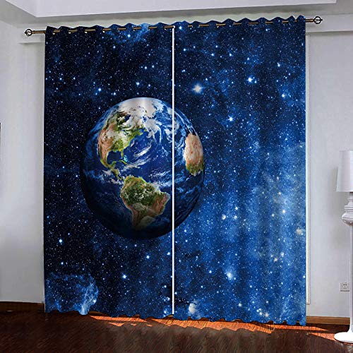 Blickdicht Vorhang Kinder Erde Universum Weltraum Kinderzimmer Vorhänge mit Ösen Polyester Gardinen Thermovorhang Ösenschal Kindergardinen für Wohnzimmer Schlafzimmer ,2er Set,140x250cm (B x H),Blau Blickdicht Vorhang Kinder Erde Universum Weltraum Kinderzimmer Vorhänge mit Ösen Polyester Gardinen Thermovorhang Ösenschal Kindergardinen für Wohnzimmer Schlafzimmer ,2er Set,140x250cm (B x H),Blau von JYNVOAT