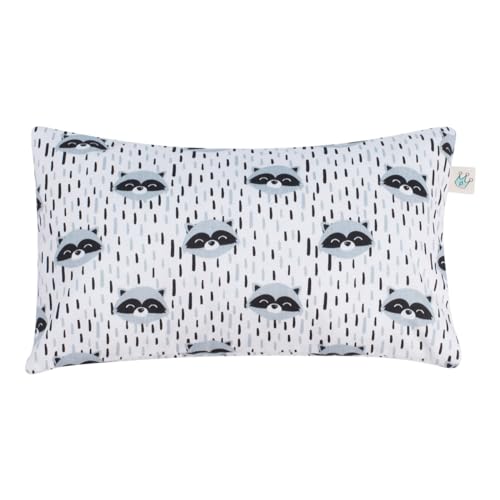 JYOKO Kids Kissen für Kleinkinder, Kissen mit waschbarem Bezug, Bezug aus 100% Baumwolle, 32 x 20 cm (Raccoon) von JYOKO