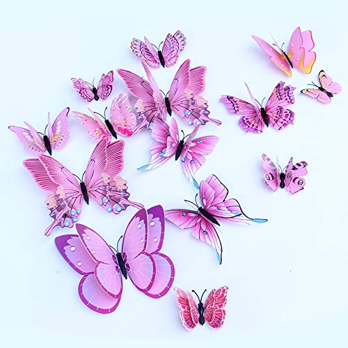 JYPHM 24 Stück 3D Schmetterlinge Deko Abnehmbare Dekoration Wandtattoo Butterfly Wandsticker Schmetterling Wandaufkleber Heimdeko Kinderzimmer Schlafzimmer Deko Rosa JYPHM 24 Stück 3D Schmetterlinge Deko Abnehmbare Dekoration Wandtattoo Butterfly Wandsticker Schmetterling Wandaufkleber Heimdeko Kinderzimmer Schlafzimmer Deko Rosa von JYPHM