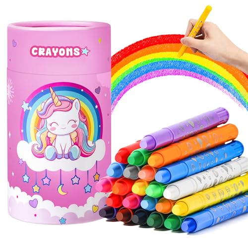 JYPS Einhorn Waschbar Wachsmalstifte für Kleinkinder, 24 Farben Buntstifte Set mit Stifthalter, Ungiftige Sichere Kleinkindmalstifte ab 1-3 jahr, Malzubehör Geschenk für 5 6 7 8 Mädchen JYPS Einhorn Waschbar Wachsmalstifte für Kleinkinder, 24 Farben Buntstifte Set mit Stifthalter, Ungiftige Sichere Kleinkindmalstifte ab 1-3 jahr, Malzubehör Geschenk für 5 6 7 8 Mädchen von JYPS