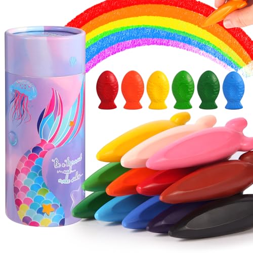 JYPS Wachsmalstifte ab 1-3 jahr Kleinkinder, 18 Ungiftig-Sicher Buntstifte Set, 12 Rocket und 8 Meerjungfrau Malstifte mit Stiftehalter, Abwaschbare Malen Malkunst Zubehör für Kinder Schule Geschenk JYPS Wachsmalstifte ab 1-3 jahr Kleinkinder, 18 Ungiftig-Sicher Buntstifte Set, 12 Rocket und 8 Meerjungfrau Malstifte mit Stiftehalter, Abwaschbare Malen Malkunst Zubehör für Kinder Schule Geschenk von JYPS