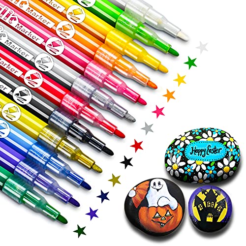 Acrylstifte Marker Stifte,12 Farbige Steine Bemalen Acrylstifte für Steine,Permanent Marker Stifte Acrylstifte Wasserfest, Kinder DIY Stift Art für Rock-Malerei, Keramik, Porzellan, Metall,Kunststoff Acrylstifte Marker Stifte,12 Farbige Steine Bemalen Acrylstifte für Steine,Permanent Marker Stifte Acrylstifte Wasserfest, Kinder DIY Stift Art für Rock-Malerei, Keramik, Porzellan, Metall,Kunststoff von JYUYNY