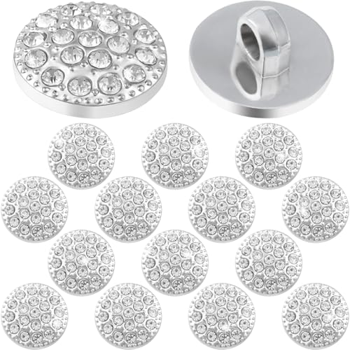 JYvivid 16 Stück 15 mm Strass-Knöpfe für Kleidung, silberne Knöpfe, Kristallknöpfe, Knöpfe für Kleidung, Jeans, Brautstrauß, DIY-Schmuck JYvivid 16 Stück 15 mm Strass-Knöpfe für Kleidung, silberne Knöpfe, Kristallknöpfe, Knöpfe für Kleidung, Jeans, Brautstrauß, DIY-Schmuck von JYvivid