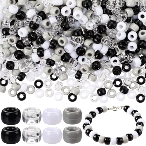 JYvivid 400 Stück schwarze Pony-Perlen, weiße Pony-Perlen, Armbandperlen, Perlen in Großpackung, Perlen für Armbänder, Schmuckherstellung, Haarzöpfe, Party, DIY Handwerk, Chanukka JYvivid 400 Stück schwarze Pony-Perlen, weiße Pony-Perlen, Armbandperlen, Perlen in Großpackung, Perlen für Armbänder, Schmuckherstellung, Haarzöpfe, Party, DIY Handwerk, Chanukka von JYvivid