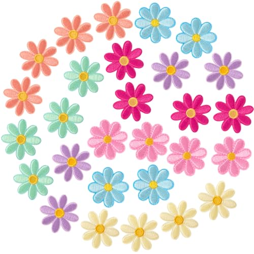 JYvivid Aufnäher zum Aufbügeln in 7 Farben, Gänseblümchen-Applikation, bestickte Applikation zum Aufnähen für Kleidung, Taschen, Jacken, Jeans, 4 cm, 28 Stück JYvivid Aufnäher zum Aufbügeln in 7 Farben, Gänseblümchen-Applikation, bestickte Applikation zum Aufnähen für Kleidung, Taschen, Jacken, Jeans, 4 cm, 28 Stück von JYvivid