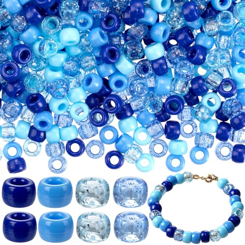JYvivid Blaue Pony-Perlen, Armbandperlen, Perlen in Großpackung, blaue Perlen für Armbänder, Schmuckherstellung, Haarzöpfe, Party, Basteln, Chanukka, 400 Stück JYvivid Blaue Pony-Perlen, Armbandperlen, Perlen in Großpackung, blaue Perlen für Armbänder, Schmuckherstellung, Haarzöpfe, Party, Basteln, Chanukka, 400 Stück von JYvivid