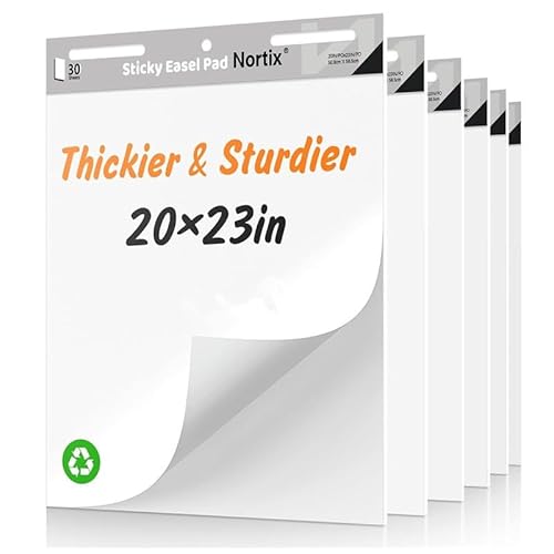 JZ Doppelseitiges Flipchart-Papier und trocken abwischbare Tafel – 63,5 x 76,2 cm, klebriges Staffeleiblock, 30 Blatt pro Block (3 Blöcke), Lehrerdiagramm-Papier mit super Klebstoff und auslaufsicher von JZ