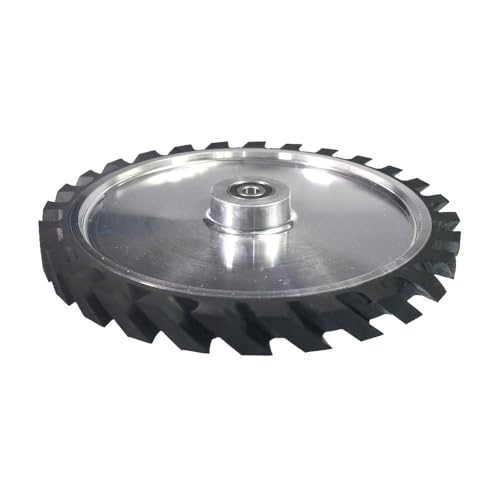 1 Zoll/25 mm Breite, gezacktes, gerilltes Gummi-Kontaktrad, 6 Zoll – 14 Zoll, Bandschleifer-Zubehör, 300 x 25 mm, 6202 installiert, 12,7 von JZFDCLF