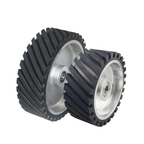 150/200/250 x 75 mm breites Gummi-Kontaktrad-Bandschleifer-Ersatzteil, gerillt 200 x 75 mm, 6202 installiert 15.875 von JZFDCLF