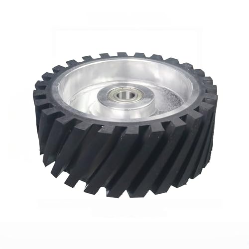 200 x 75 mm gezacktes Gummi-Kontaktrad, dynamisch ausgewuchtetes Bandschleifer-Rückständer-Umlenkrad, 6004 installiert 20, Mittel 70A von JZFDCLF