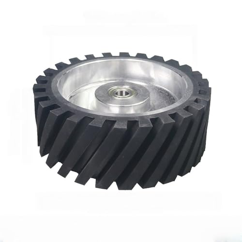 200 x 75 mm gezacktes Gummi-Kontaktrad, dynamisch ausgewuchtetes Bandschleifer-Rückständer-Umlenkrad, 6202 installiert 15, Mittel 70A von JZFDCLF