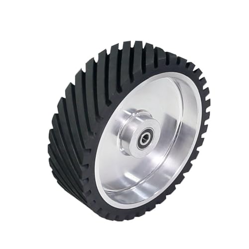 250 x 75 mm geriffeltes Gummi-Kontaktrad, dynamisch ausgewuchtet, 10 x 3 Zoll, Bandschleifer-Polierrad-Schleifband-Set, 6202 installiert, 15,875 von JZFDCLF