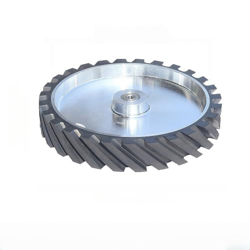 300 x 50 mm geriffeltes Gummi-Kontaktrad, 12 x 2 Zoll, dynamisch ausgewuchtetes Bandschleifteil zum Metallschleifen, 6201 installiert 12 von JZFDCLF