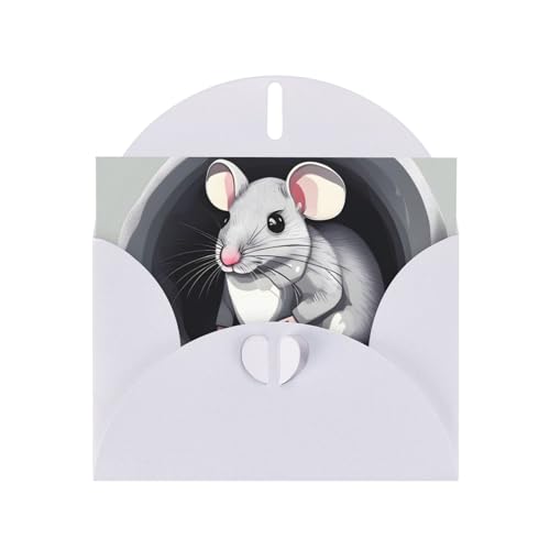 Grußkarte mit Maus im Loch, elegante Perlpapier-Urlaubskarte für Weihnachten, Segenskarte, Geburtstag, Valentinstag von JZIRQWKXVS