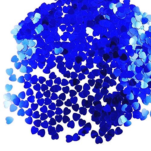 JZK 5000 x 1cm blau Herz glitzer plastik Konfetti Tisch Confetti, Handwerk Geschenk Dekorative Zubehör, für Hochzeit Geburtstag Valentinstag Party Taufe Baby Party (blau Herz) von JZK