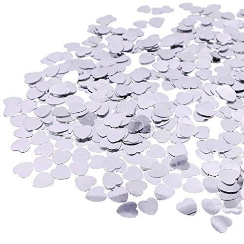 JZK 5000 x 1cm silber Herz glitzer plastik Konfetti Tisch Confetti, Handwerk Geschenk Dekorative Zubehör, für Hochzeit Geburtstag Valentinstag Party Taufe Baby Party (silber Herz) von JZK