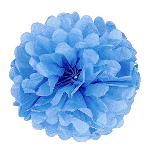 JZK 10 x Baby blau Pompoms Pompons, 25cm Durchmesser, Seidenpapier blume Dekoration für Wohnzimmer Hochzeit Geburtstag Babyparty Kinder Party Weihnachten Silvester von JZK