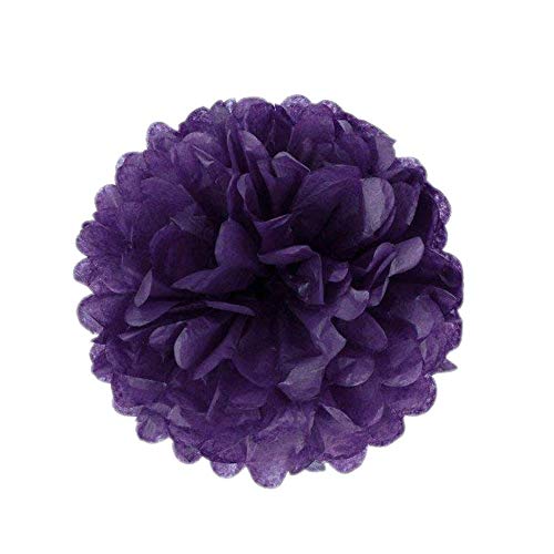 JZK 10 x Dunkelviolett Pompoms Pompons, 25cm Durchmesser, Seidenpapier blume Dekoration für Wohnzimmer Hochzeit Geburtstag Babyparty Kinder Party Weihnachten Silvester von JZK