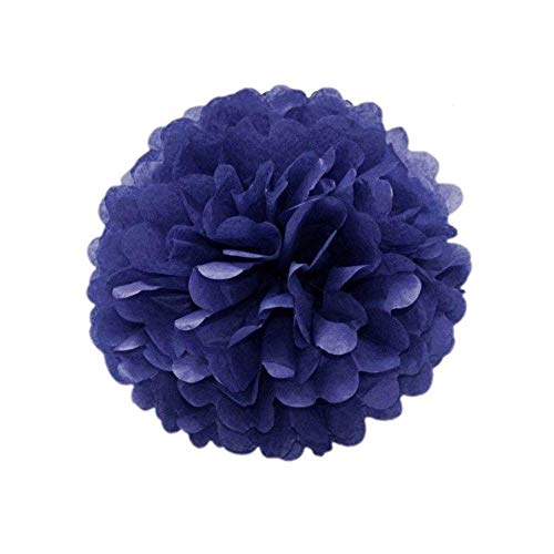 JZK 10 x Pompoms Pompons, 25cm Durchmesser, Seidenpapier blume Dekoration für Wohnzimmer Hochzeit Geburtstag Babyparty Kinder Party Weihnachten Silvester, dunkelblau von JZK