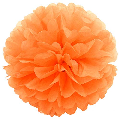 JZK 10 x Pompoms Pompons, 25cm Durchmesser, Seidenpapier blume Dekoration für Wohnzimmer Hochzeit Geburtstag Babyparty Kinder Party Weihnachten Silvester, hell orange von JZK