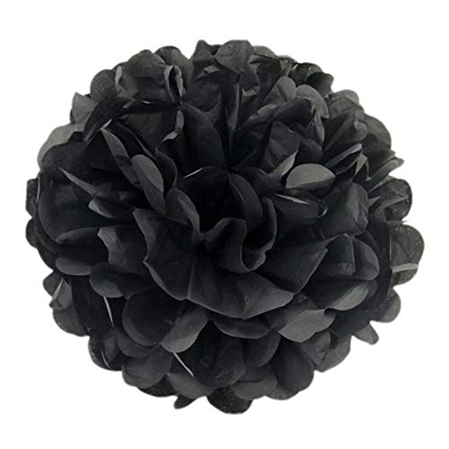 JZK 10 x Pompoms Pompons, 25cm Durchmesser, Seidenpapier blume Dekoration für Wohnzimmer Hochzeit Geburtstag Babyparty Kinder Party Weihnachten Silvester, schwarz JZK 10 x Pompoms Pompons, 25cm Durchmesser, Seidenpapier blume Dekoration für Wohnzimmer Hochzeit Geburtstag Babyparty Kinder Party Weihnachten Silvester, schwarz von JZK
