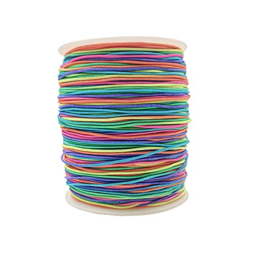 JZK 100 Meter 1 mm buntes elastisches Perlenfaden Regenbogen, schnur elastisch 1mm für Armbänder, Halsketten, bänder elastisch für Kinder-Schmuckherstellung, Gesichtsmasken, Haarflechten von JZK