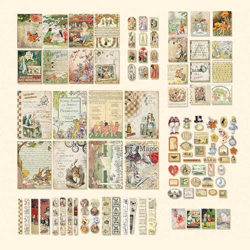 JZK 100 Stile Märchenmotiv Vintage Scrapbook Papiere und Aufkleber Set, Journaling Backing Papers Supplies Kit, Collage Papers Washi Aufkleber, Scrapbooking Dekorative Accessoires Materialien JZK 100 Stile Märchenmotiv Vintage Scrapbook Papiere und Aufkleber Set, Journaling Backing Papers Supplies Kit, Collage Papers Washi Aufkleber, Scrapbooking Dekorative Accessoires Materialien von JZK