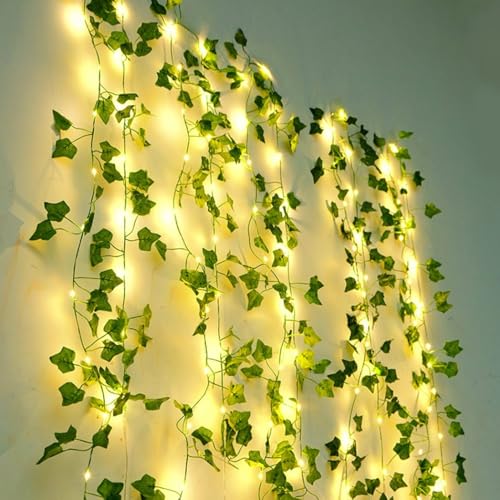 JZK 10M Solar Lichterkette, LED Efeublatt Girlande Lichterkette, Künstliche Rebe Lichter Dekoration für Garten, Balkon, Zaun, Spalier, Hochzeitsbogen von JZK