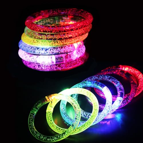 JZK 12 x LED-Armbänder-Set, leuchtet im Dunkeln, LED-Armbänder, blinkendes Spielzeug, Partyzubehör, Gastgeschenke für Jugendliche und Erwachsene für Geburtstag, Weihnachten und Silvester, festliche von JZK