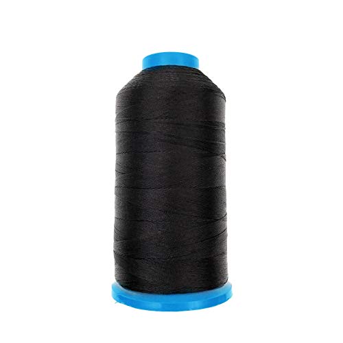 JZK 1500 Yard T70 69# schwarzes starkes strapazierfähiges gebundenes Nylon-Nähgarn für Polsterung, Leder, Jeans, Leinwand, Teppich, Vorhang, Perlenstickerei für Industriemaschinen, Overlock, Handnähen von JZK