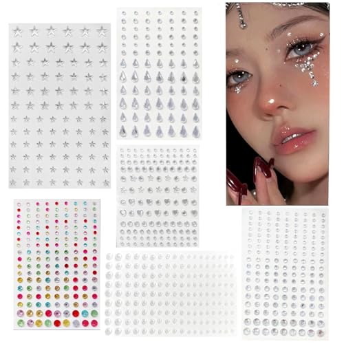 JZK 2.5mm-6mm selbstklebende Gesichts-Edelsteinaufkleber Strass Diamant Perle Aufkleber für Gesichts-Make-up, klein Augen-Edelsteine aufkleben, Gesichtsschmuck für Partys, silberweiß und bunt JZK 2.5mm-6mm selbstklebende Gesichts-Edelsteinaufkleber Strass Diamant Perle Aufkleber für Gesichts-Make-up, klein Augen-Edelsteine aufkleben, Gesichtsschmuck für Partys, silberweiß und bunt von JZK