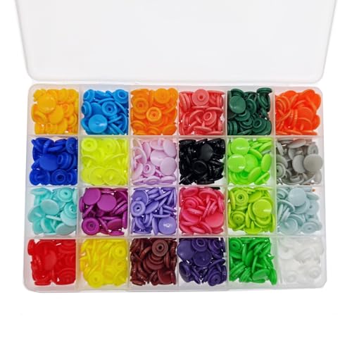 JZK 240 Stück 24 Farben 12 mm T5 Kunststoff Druckknöpfe Druckknöpfe Set für Babykleidung/Geldbörsen/Lätzchen/Geldbörsen, farbige Druckknöpfe für Kleidung, mit Aufbewahrungsbox von JZK