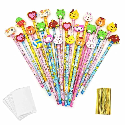 JZK 24x Holz-Graphitstift-Set mit Cartoon-Radiergummi für Kinder, Partygeschenke, Mitgebsel, Geburtstag, Weihnachten, Party für Jungen und Mädchen JZK 24x Holz-Graphitstift-Set mit Cartoon-Radiergummi für Kinder, Partygeschenke, Mitgebsel, Geburtstag, Weihnachten, Party für Jungen und Mädchen von JZK
