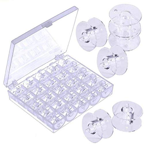 JZK 25 x Transparent Kunststoff Nähmaschinenspulen mit Aufbewahrungsbox, Zubehör für Garn Nähmaschine Brother Janome Singer Bernina, Durchmesser: 2cm JZK 25 x Transparent Kunststoff Nähmaschinenspulen mit Aufbewahrungsbox, Zubehör für Garn Nähmaschine Brother Janome Singer Bernina, Durchmesser: 2cm von JZK