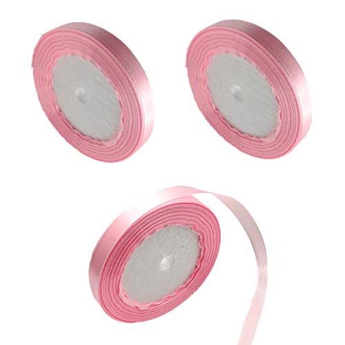 JZK 3 Rollen 10 mm x 22 m rosa Satinband – ideal für Hochzeiten, Taufen und Geburtstage – vielseitiges Stoffband für Geschenkverpackungen und Dekoration von JZK