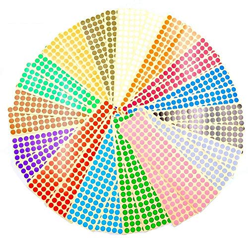 JZK 30 Blatt 10mm bunt rund Punkt Aufkleber 15 Farben Klebeetiketten kleine farbig Dots Etiketten selbstklebend Klebepunkte von JZK