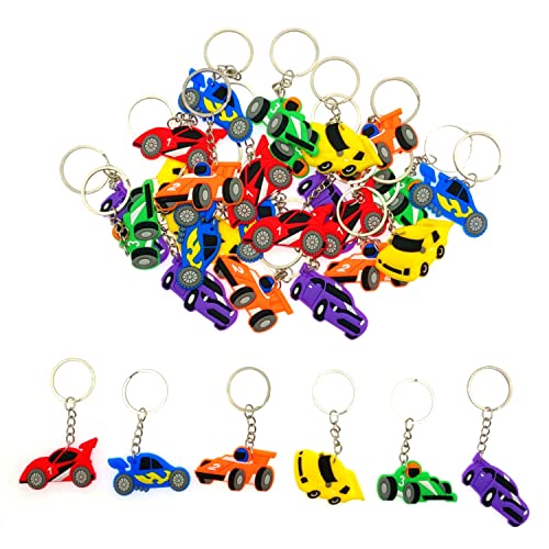 JZK 30-teiliges Auto-Schlüsselanhänger-Set für Kinder, Silikon-Rennwagen-Schlüsselanhänger für Kindergeburtstagsgeschenke, Kinderparty-Taschenfüller, Kinderparty-Dankesgeschenk, Werbegeschenk von JZK