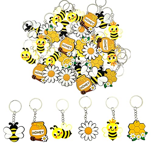 JZK 30-teiliges süßes Bienen-Schlüsselanhänger-Set für Kinder, Mini-Gummi-Schlüsselanhänger für Kinder, Geburtstagsparty, Kinder-Partytütenfüller, Kinderparty-Dankeschön-Geschenke von JZK