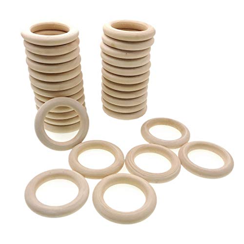 JZK 30 x 6cm Natürlich Holzringe klein zum basteln, unfertiger holzring für Makramee spielbogen blumenampel greifling, runde Holzreifen hölzern Ring für Pflanzentopfhalter von JZK