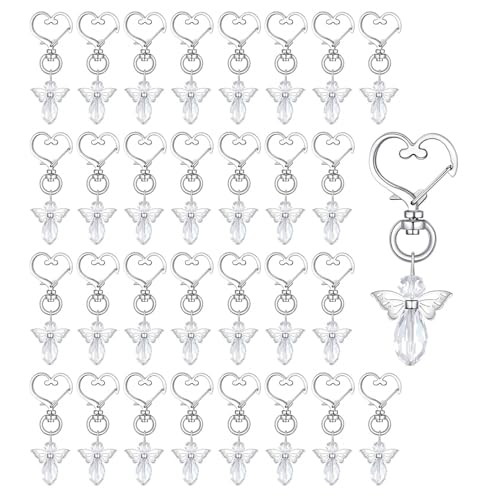 JZK 30 x Engel Schlüsselanhänger Kristall Fee Schlüsselanhänger Schlüssel Charms für Taufe, Babyparty Party, Heilige Kommunion, Taufe, Hochzeit Engel Geschenke, Beerdigung Gefälligkeiten Erinnerung von JZK