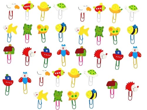 JZK 36 x Bunte Niedliche Tier-Lesezeichen - Fixiert Mit Büroklammer, Holz, Seitenclip für Kinder - Partygeschenke, Kinder-Partytütenfüller JZK 36 x Bunte Niedliche Tier-Lesezeichen - Fixiert Mit Büroklammer, Holz, Seitenclip für Kinder - Partygeschenke, Kinder-Partytütenfüller von JZK