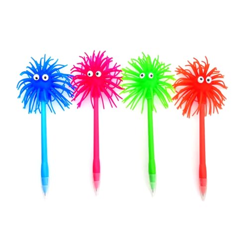 JZK 4 x Wackelkopf-Stift Mit Kulleraugen, Weicher Silikon-Pom-Pom, Lustiger Witz-Kugelschreiber, Wackelhaar-Cartoon-Charakter-Biro für Kinder und Erwachsene JZK 4 x Wackelkopf-Stift Mit Kulleraugen, Weicher Silikon-Pom-Pom, Lustiger Witz-Kugelschreiber, Wackelhaar-Cartoon-Charakter-Biro für Kinder und Erwachsene von JZK