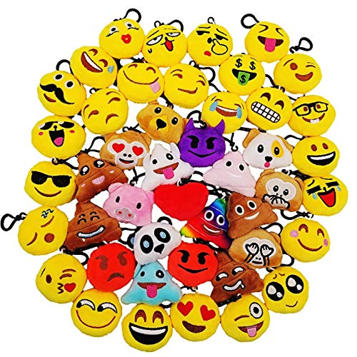 JZK 45 x Mini Plüsch Emoticon Schlüsselanhänger 5cm, gelb kleiner Smiley-Rucksack-Schlüsselanhänger für Kinder Erwachsene Geburtstagsparty-Gastgeschenke Andenken Werbegeschenke Partytütenfüller JZK 45 x Mini Plüsch Emoticon Schlüsselanhänger 5cm, gelb kleiner Smiley-Rucksack-Schlüsselanhänger für Kinder Erwachsene Geburtstagsparty-Gastgeschenke Andenken Werbegeschenke Partytütenfüller von JZK
