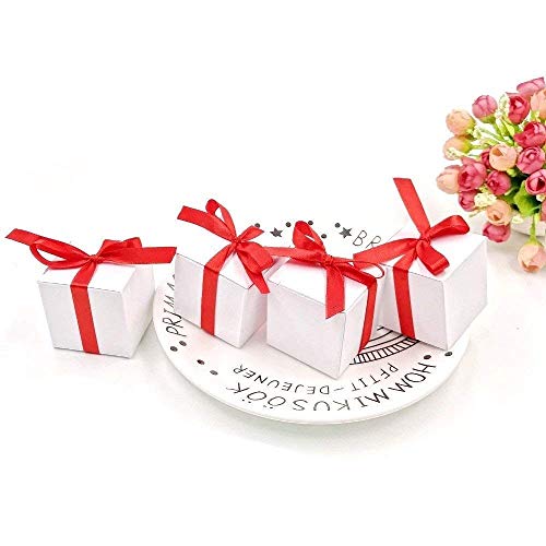 JZK 50x Weiße Schachtel für Hochzeitsgeschenke Konfetti-Boxen Party-Süßigkeitenschachtel Papier Süßigkeiten Box Kleine Würfel Geschenkbox für Hochzeit, Geburtstag, Weihnachten, Babyparty von JZK