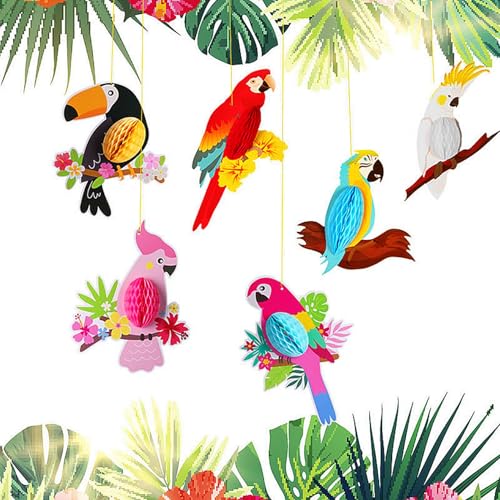 JZK 6 x tropische Vogel Wabenpapierausschnitte Papagei Wabenpapier Ausschnitte Silhouetten Party hängende Dekorationen für hawaiianische Luau Tiki Regenwald Thema Party Supplies JZK 6 x tropische Vogel Wabenpapierausschnitte Papagei Wabenpapier Ausschnitte Silhouetten Party hängende Dekorationen für hawaiianische Luau Tiki Regenwald Thema Party Supplies von JZK