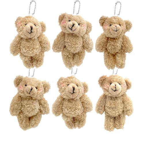 JZK 6 x weiche Plüsch winzige Bär Schlüsselanhänger für Rucksack Stofftier Schlüsselanhänger Mini Spielzeug für Party Gefälligkeiten für Kinder und Erwachsene, Geburtstagsfeier Giveaways Dankeschön JZK 6 x weiche Plüsch winzige Bär Schlüsselanhänger für Rucksack Stofftier Schlüsselanhänger Mini Spielzeug für Party Gefälligkeiten für Kinder und Erwachsene, Geburtstagsfeier Giveaways Dankeschön von JZK