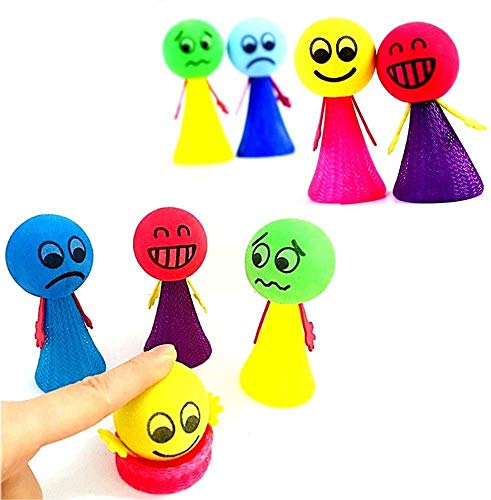 JZK 8 Stücke Klein Emoji Puppen Kinder Jumping Spielzeug Springbälle Hüpfball, Mitgebsel Gastgeschenk zum Kinder Geburtstag Kinderparty Garten Party von JZK