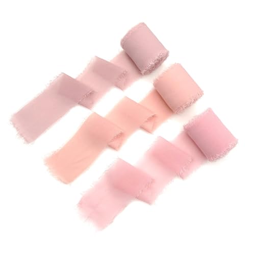 JZK Chiffonband-Rollen, roher Rand, 5 m/Rolle, 4 cm breit, ausgefranstes Chiffon-Geschenkband für Geschenke, Hochzeitseinladungen, Geschenkband-Set, Blumenstrauß, 3 Stück JZK Chiffonband-Rollen, roher Rand, 5 m/Rolle, 4 cm breit, ausgefranstes Chiffon-Geschenkband für Geschenke, Hochzeitseinladungen, Geschenkband-Set, Blumenstrauß, 3 Stück von JZK