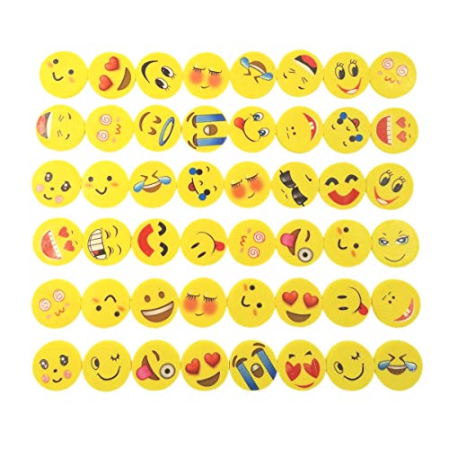 JZK 48x Stücke Emoji Kinder Radiergummi Smiley Radiergummi, Spielzeug Gastgeschenk Studentengeschenke für Geburtstagsfeier Festival Partytütenfüller, Gelb von JZK